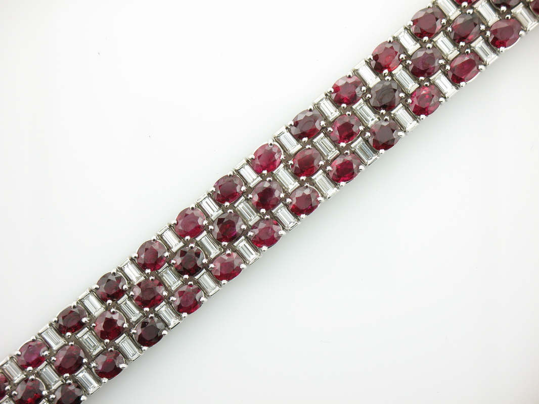 Burmese Ruby and Diamond Platinum Bracelet